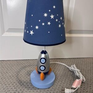 Rocket Ship Table Lamp with Starry Shade